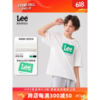 李 Lee童装儿童短袖T恤男女2023夏新款中大童学生纯棉经典字母印花上衣 白色 140