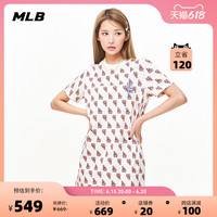 MLB官方 女款老花满印连衣裙宽松休闲裙子百搭潮23夏季新款OPM01
