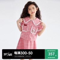 MiniPeace太平鸟童装女童夏季套装2023新款格子裙 红格纹 150cm
