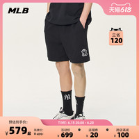 MLB官方 男女情侣刺绣纯色运动短裤时尚宽松套装23夏季新款 SPB04