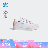 adidas阿迪达斯官方三叶草NY 90  CF C女小童魔术贴经典运动板鞋 白/粉/橘/蓝 30(180mm)