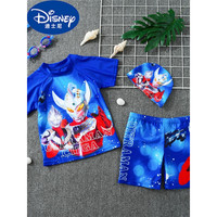 迪士尼（Disney）儿童泳衣男童女童夏季游泳衣海滩奥特曼分体泳裤男孩宝宝套装 泳衣+泳帽+泳镜 120cm