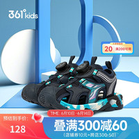 361°男童凉鞋2023夏季小童包头防撞儿童沙滩凉鞋旋钮扣凉鞋 蓝 29