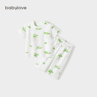 babylove宝宝家居服套装夏季薄款婴幼儿衣服纯棉睡衣五分袖空调服 大象的旅程 100cm