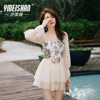 亦美珊 YI MEI SHAN保守泳衣女夏高级感2023新款连体网红长袖遮肚显瘦温泉泳装