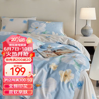 多喜爱(Dohia.com)全棉四件套纯棉床单被套床上用品清新床品 沐花香 1.2米床三件套/被套152*218cm