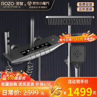ROZO氛围灯恒温淋浴花洒全套装枪灰奶白色数显钢琴键沐浴花洒 枪灰恒温花洒3069