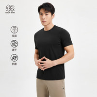 可隆 KOLON SPORTSECO男款速干衣吸湿运动抗菌短袖T恤 黑色BL 190/4XL