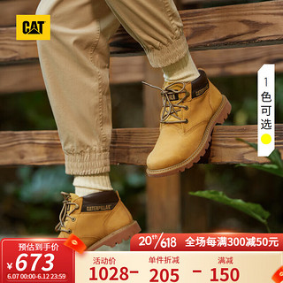 CAT卡特男鞋2023春夏新款男女同款户外休闲工鞋经典牛皮防滑大黄靴 黄色 42