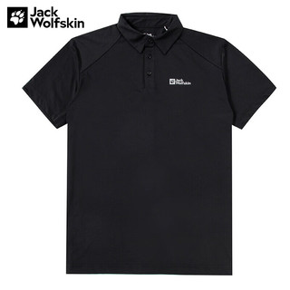 Jack Wolfskin狼爪短袖男23春夏新品户外运动polo衫男透气快干宽松大码T恤 6000/黑色 M 175/96A