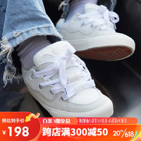 顽刻(ollieskate) 面包鞋天鹅白小香风翻毛皮帆布拼接BAKE男女滑板鞋 34.5