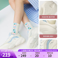 安踏（ANTA）喵喵鞋丨休闲鞋女鞋2023夏季厚底增高网面轻便老爹鞋 白/浅蓝-7 8.5(女40)