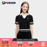 FILA 斐乐 FUSION斐乐潮牌女子短袖POLO衫2023夏运动网球翻领上衣