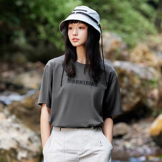 361°运动t恤男2023夏季新款字母印花情侣男女基础休闲上衣圆领短T恤 砾石灰 XS