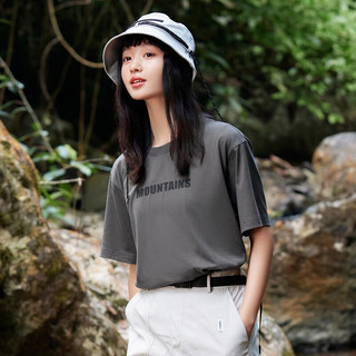 361°运动t恤男2023夏季新款字母印花情侣男女基础休闲上衣圆领短T恤 砾石灰 XS