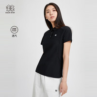  可隆 KOLON SPORTPOLO衫 女子户外网孔透汽运动露营休闲上衣短袖 LKPT3MN218-BL 黑 155/XS