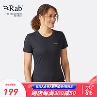 Rab睿坡新款女士纯棉速干短袖户外骑行轻量健身T恤 QCB-86 黑灰色 10