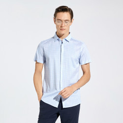 kboxing劲霸男装男士衬衣夏季新品商务休闲正装格子男式短袖衬衫上衣