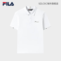 斐乐(FILA)短袖POLO衫男2023夏季新款时尚休闲透气刺绣翻领运动T恤 标准白-WT 165/88A/S