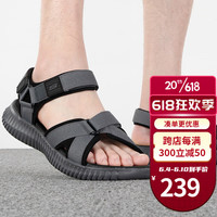 斯凯奇凉鞋男鞋 2023夏季新款运动沙滩鞋户外透气魔术贴休闲鞋轻便凉拖 51722-CCBK 39.5/内长25cm