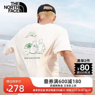 北面（The North Face）北面纯棉短袖T恤情侣款小熊户外舒适透气上新88BQ N3N/白色 XL/180（建议拍小一码）