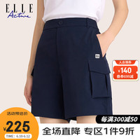 ELLE ACTIVE时尚工装短裤女装2023夏季新款潮流百搭大口袋显瘦干爽透气裤子 藏青色 S