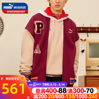 彪马(PUMA)外套男女 2023夏季新款运动休闲服时尚拼接学院风棒球衫夹克上衣 677373-49/红色-松砂色 165/88A/XS