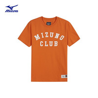 Mizuno 美津浓 HERITAGE 男女运动透气休闲速干短袖T恤 51/落日橘 L