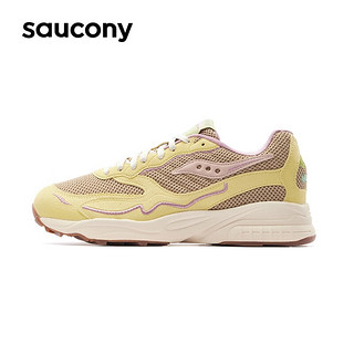 Saucony索康尼3D Grid Hurricane黄蘑菇休闲鞋男女同款时尚潮搭运动鞋男 土黄 42.5