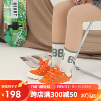 顽刻（ollieskate）面包鞋女翻毛皮拼接橘子汽水学生休闲运动滑板鞋男春夏时尚 42.5