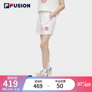 斐乐（FILA） FUSION潮牌女子针织短裤2023夏新款宽松简约篮球运动裤 纶度白-WT 160/62A/S