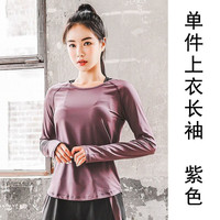 三彩马20232023秋季新款运动套装女跑步速干短袖瑜伽服大码健身T恤显瘦 速干长袖紫色 S