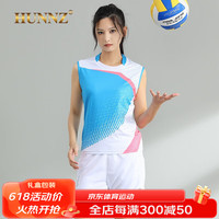 HUNNZ品牌无袖羽毛球服男套装速干透气训练服2023夏季新款网球服女 浅绿色-女 L