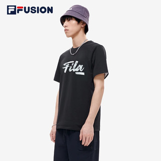 斐乐（FILA）FILA FUSION斐乐潮牌男子短袖T恤2023夏新款基础简约时尚休闲上衣 深黑-BK 180/100A/XL