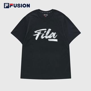 斐乐（FILA）FILA FUSION斐乐潮牌男子短袖T恤2023夏新款基础简约时尚休闲上衣 深黑-BK 180/100A/XL