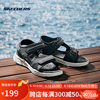 Skechers2023年夏季男子鞋户外沙滩鞋透气软底魔术贴凉鞋 237286-BLK 黑色 39.5