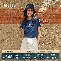 AIGLE艾高夏季女士DFT速干吸湿排汗SORONA弹性柔软户外短袖T恤 鲸蓝色 AY191 38(165/88A)