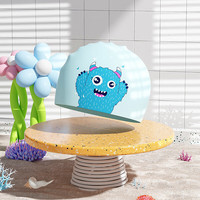 佑游儿童游泳帽不勒头防水泳帽女童可爱硅胶游泳帽 71360 蓝色怪兽