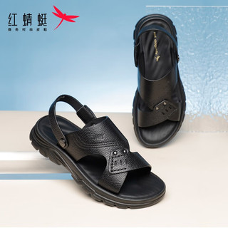 红蜻蜓（RED DRAGONFLY）沙滩凉鞋2023夏季新款男鞋户外两用凉拖鞋软底休闲鞋男WTT23052 黑色 43