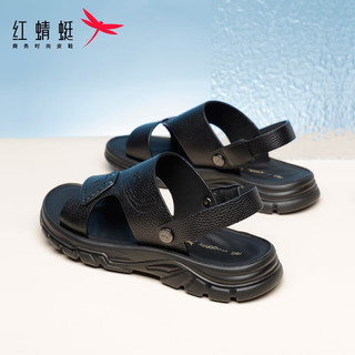 红蜻蜓（RED DRAGONFLY）沙滩凉鞋2023夏季新款男鞋户外两用凉拖鞋软底休闲鞋男WTT23052 黑色 43