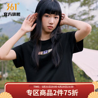 361°运动t恤女2023夏季新款常规舒适上衣圆领短T恤 级黑 M