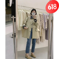GZCCIIACA风衣外套女2023春秋新款大衣小个子中长款感好看法式 卡其色 XS
