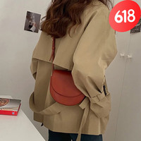 GZCCIIACA短款风衣女2023春秋新款小个子休闲韩系大衣英伦风短外套 卡其色短款 115-125斤