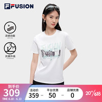 斐乐（FILA） FUSION潮牌女子短袖T恤2023夏凉感抗紫外线简约时尚休闲上衣 标准白-WT 180/96A/XXL