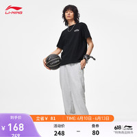 李宁 LI-NING反伍-兵不厌诈丨短袖T恤男女同款2023新款情侣运动上衣AHST289 黑色-2 M