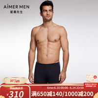 爱慕先生23SS泳裤男士包腰平角裤NS66J852 黑色400 170