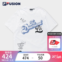 斐乐（FILA）FUSION潮牌男子短袖T恤2023夏新款时尚宽松休闲运动上衣 标准白-WT 165/88A/S