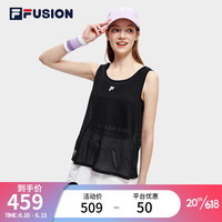 FILA 斐乐 FUSION潮牌女子背心两件套2023夏新款宽松篮球运动上衣 深黑-BK 175/92A/XL