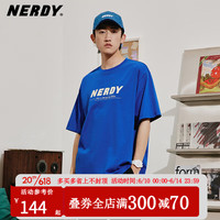 NERDY 夏季短袖T恤女 2023潮牌ins小众宽松半袖 蓝色 S