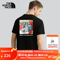 The North Face23春夏北面T恤男款户外舒适透气纯棉地球元素印花短袖81N2/7WF8 JK3黑色/88BS S